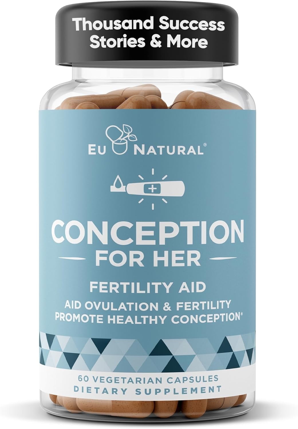EU NATURAL Fertility Pills for Women Aids Ovulation, Hormonal Balance, & Regular Cycles Prenatal Vitamin Support with Myo-Inositol, Folate, Folic Acid, Vitex 60 Vegetarian Soft Capsules