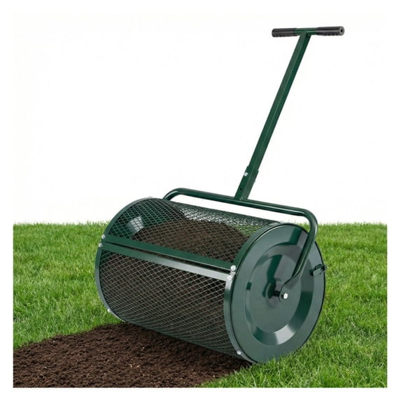 Fertilizer Spreader 27x16 Inch, Lawn Compost Spreader with Mesh, Garden Seed Spreader, Adjustable Handle, Heavy Duty Metal, 2.7 Cu.ft Capacity