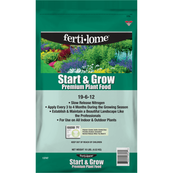 Fertilome Start & Grow Premium 19-6-12 Plant Food, 10lbs - Indoor/Outdoor Fertilizer with Slow-Release Nitrogen for Consistent Plant Growth