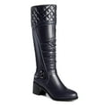 thumbnail image 1 of Ferwind Women's Tall Boots Ruched Front Stitch Patterns Dark Navy like Black Adult Dark Black Navy 11, 1 of 9