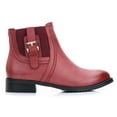 thumbnail image 1 of Ferwind Women's Ankle Booties Buckle-Strap Elastic Burgundy Adult Burgundy  8, 1 of 8