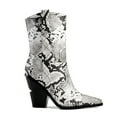 thumbnail image 1 of Ferwind Women's Cowboy Mid-Calf Boots Animal Print Layered High Heels Adult Black/White  8, 1 of 9