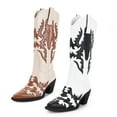 thumbnail image 1 of Ferwind Women's Cowboy Boots Western Knee-High Stiches and Pull-on Adult Black/White  6.5, 1 of 8