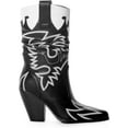 thumbnail image 1 of Ferwind Women's Cowgirl Boots Crocodile Accent Mid-Calf Embroidery Pull On Adult Black 12, 1 of 6