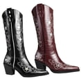 thumbnail image 1 of Ferwind Women's Embroidery Western Cowgirl Boots Female Adult Burgundy 12, 1 of 5
