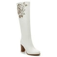 thumbnail image 1 of Ferwind Women's Riding Boots Glittering Flower Patterned Stitch Adult White  8, 1 of 8