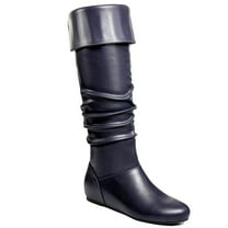 Ferwind Women's Heel Boots Micro Suede Rhinestone Glittering Adult Navy  8