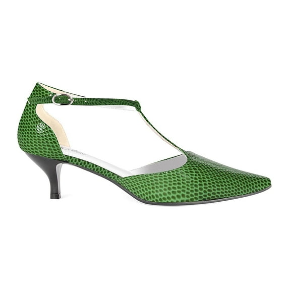 Ferwind Women's Kitten Heel T-Strap Sandals Polka-dot Assorted Colors Adult Green 12 Wide