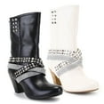 thumbnail image 1 of Ferwind Women's Mid-Calf Boots Strappy Studs and Rhinestones Adult Black  6.5, 1 of 8