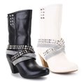 thumbnail image 1 of Ferwind Women's Mid-Calf Boots Strappy Studs and Rhinestones Adult Black  9.5, 1 of 8