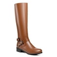 thumbnail image 1 of Ferwind Women's Riding Boots Knee-High Crisscross Buckle Straps Chunky Heels Adult Tan  8, 1 of 5
