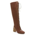 thumbnail image 1 of Ferwind Women's Riding Boots Over-the-Knee Slouch Suede Lace-up Adult Taupe  9, 1 of 8