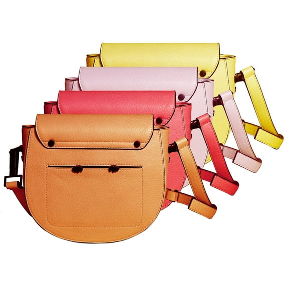 Ferwind Women's Saddle Crossbody Peek-A-Boo Pocket Kitty Snout Hardware Saddle Brown