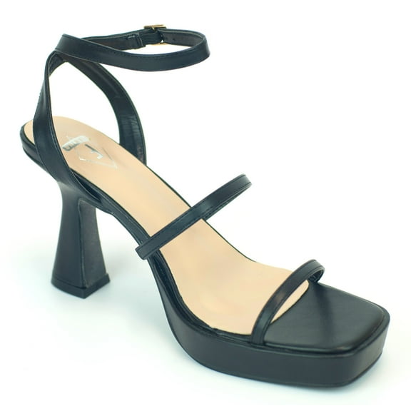 Ferwind Women's Sandals Chunky High Heels Platform Buckle Straps Female Adult Black 10