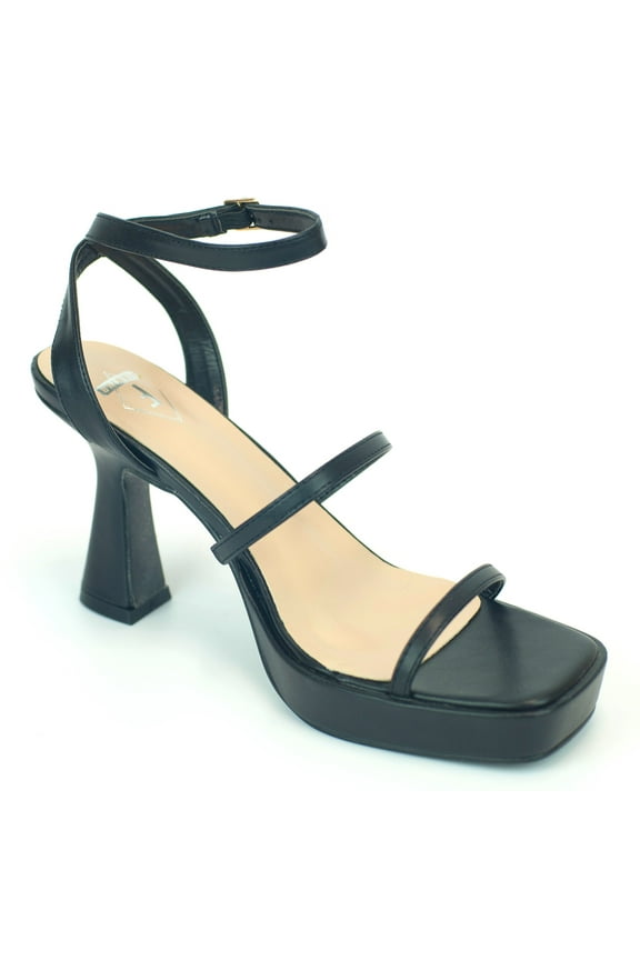 Women's Sandals Chunky High Heels Platform Buckle Straps Female Adult Black 11