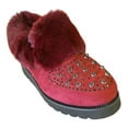 thumbnail image 1 of Ferwind Women's Shearing Ankle Bootie Rhinestone Suede Low Wedge Heels Adult Burgundy 12, 1 of 4