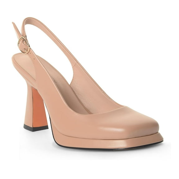 Ferwind Women's Slingback Sandal Pump Platform High Heels Square Toe Adult Nude 9