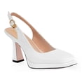 thumbnail image 1 of Ferwind Women's Slingback Sandal Pump Platform High Heels Square Toe Adult White  6, 1 of 7