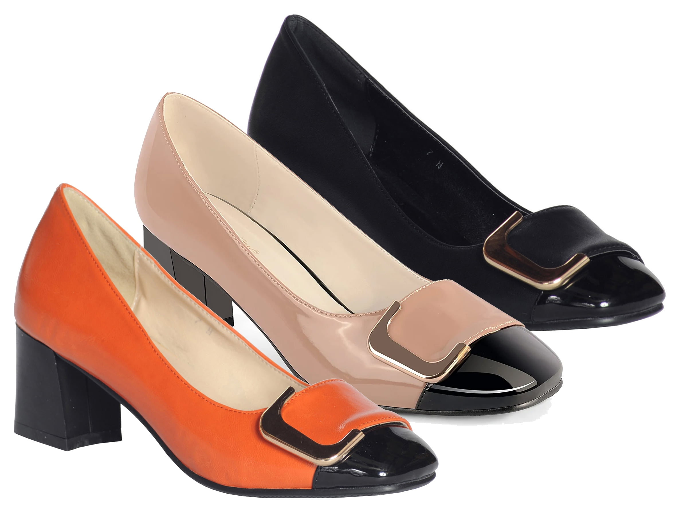 Women's Chunky Heels Plain Square Shoes Slip On Elegant Slippers  US5.5(CN36) Orange | Elegant slippers, Dress shoes womens, Square shoes