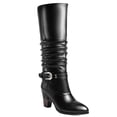 thumbnail image 1 of Ferwind Women's Tall Boots Block Heel Ruched Shaft Buckle Strap Adult Black 12, 1 of 8