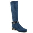 thumbnail image 1 of Ferwind Women's Tall Boots Low Heels Beehive Texture Faux Suede Adult Navy  7.5, 1 of 4