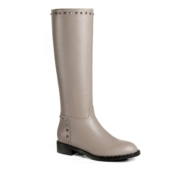 Ferwind Women's Tall Boots Low Heels Studded Trim Adult Grey 11