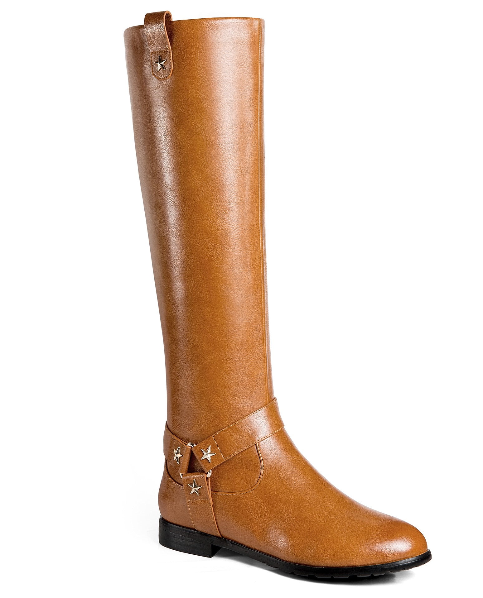 Ferwind Women's Tall Boots Metallic Star Studded Straps Female Adult