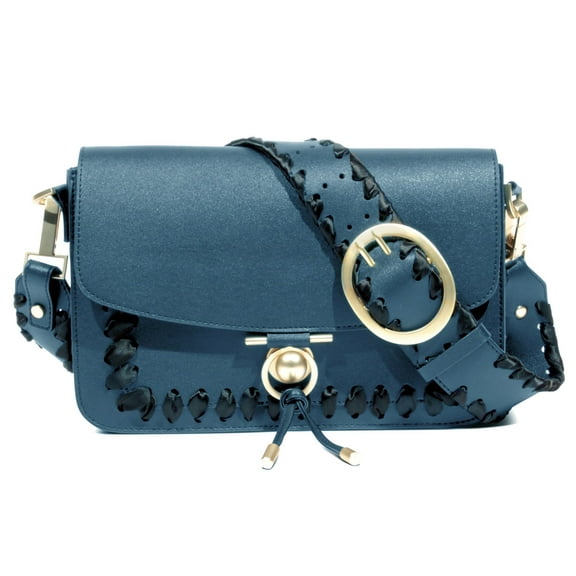 Ferwind Women's Triple Compartments Crossbody Bag Kitty Snout Hardware Teal