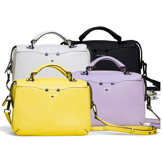 Ferwind Women's Uptown Satchel Kitty Face Eyes Snout Hardware Black