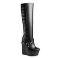 thumbnail image 1 of Ferwind Women's Wedge Boots Quilt Upper Platform Ankle Strap Adult Black 10, 1 of 9