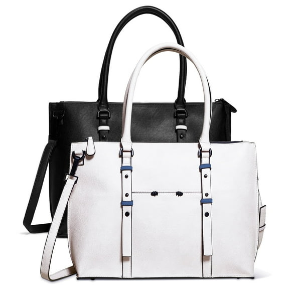 Ferwind Women's Westside Laptop Tote Peek-A-Boo Pocket Kitty Claws Hardware Cream