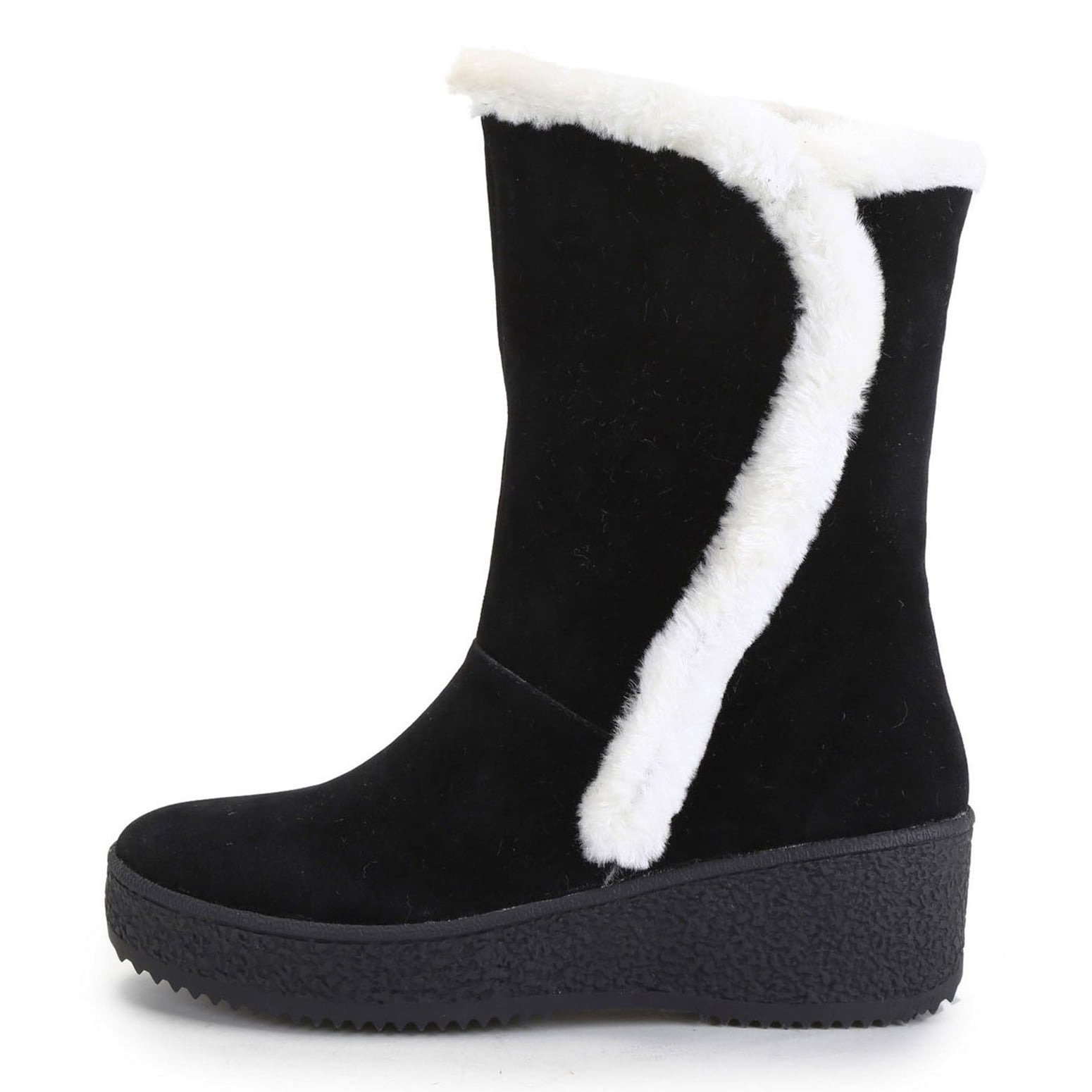 fur boots with wedge heel