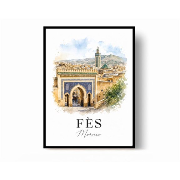 Fes Morocco Travel Poster Print Wall Decor