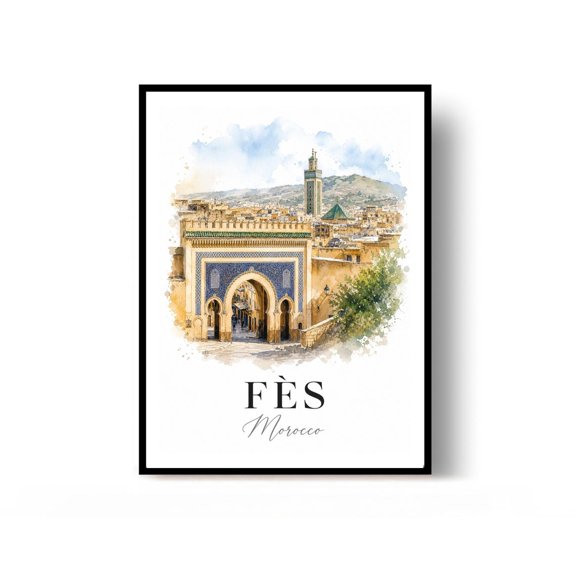 Fes Morocco Travel Poster Print Wall Decor