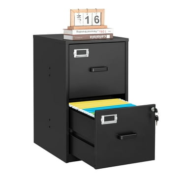 Fesbos 2 Drawer File Cabinet with Lock,Metal Office Filing Cabinets for Home Office,Storage A4/F4/Letter,Easy Assemble (Black）