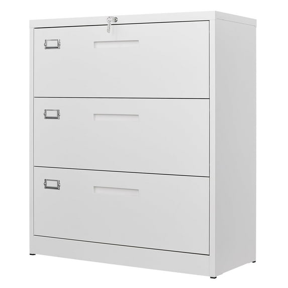 Fesbos 3 Drawer File Cabinets with Lock,Metal Lateral Filing Cabinets for Home Office Organization Hanging Storage Letter/Legal/F4/A4(Assembly Required)
