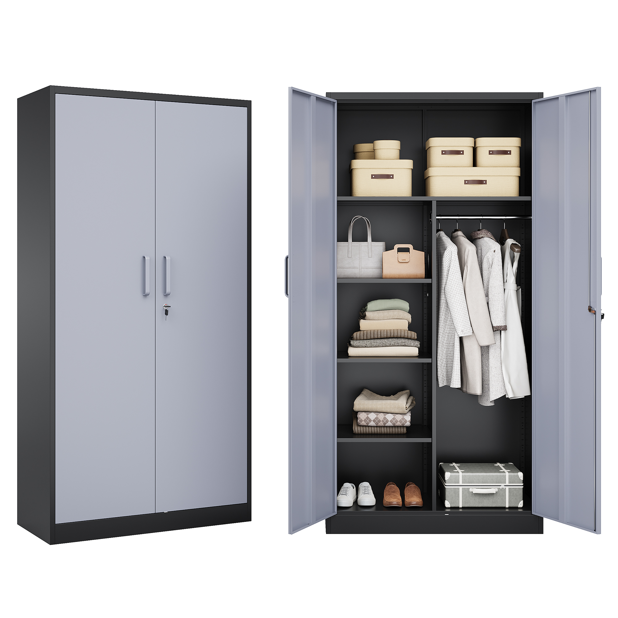 Fesbos 72'' Tall Steel Storage Cabinet, Employee Lockers with Key for ...