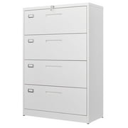 Fesbos 4 Drawer File Cabinet with Lock, Metal Lateral Filing Cabinet Wide Office Organization Storage for Home Office Hanging Letter/Legal/F4/A4 White-Requires Installation