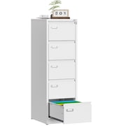 Fesbos 5 Drawer File Cabinet with Lock, Filing Cabinets for Home Office,18 Deep Vertical Metal White Office File Storage Cabinet Organizer for Letter/Legal / A4