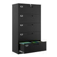 thumbnail image 1 of Fesbos 5 Drawer File Cabinet with Lock,Metal Lateral Filing Cabinets for Home Office Hanging Files Letter/Legal/F4/A4 Size, Assembly Required - Black, 1 of 8
