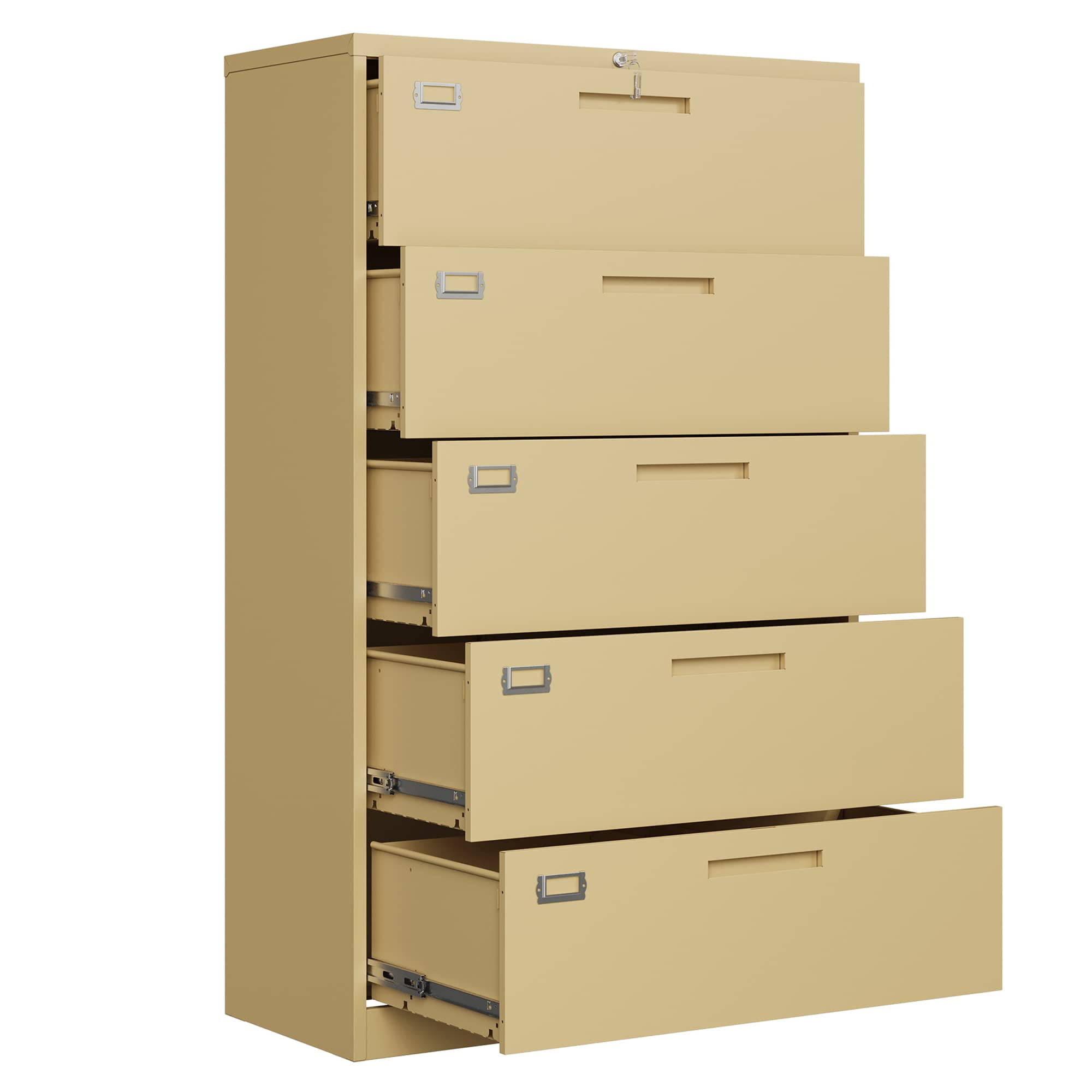Fesbos 5 Drawer File with Lock, Metal Wide Vertical Filing