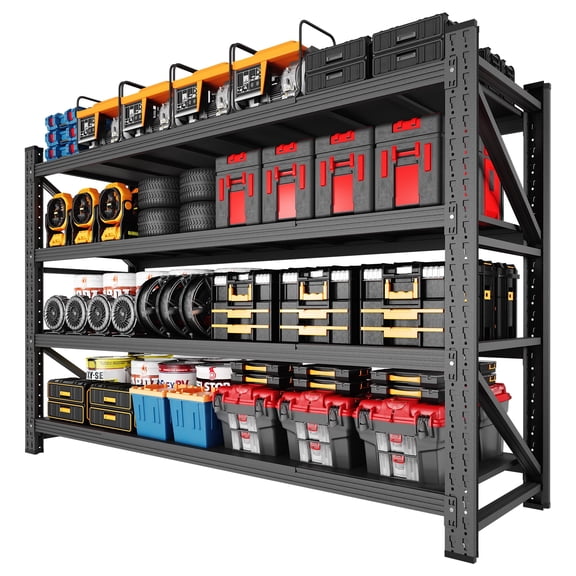 Fesbos 5000LBS Steel Heavy Duty 4-Tier Garage Shelving Unit, 71"W Adjustable Metal Storage Rack Shelves for Garage, Basement, Warehouse, Industrial Organization, 71"W*24"D*70"H