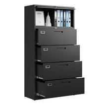Fesbos File Cabinets for Home Office,4 Drawer Metal Lateral Filing Cabinets with Lock,Hanging Files Letter/Legal/F4/A4 Size (Black)