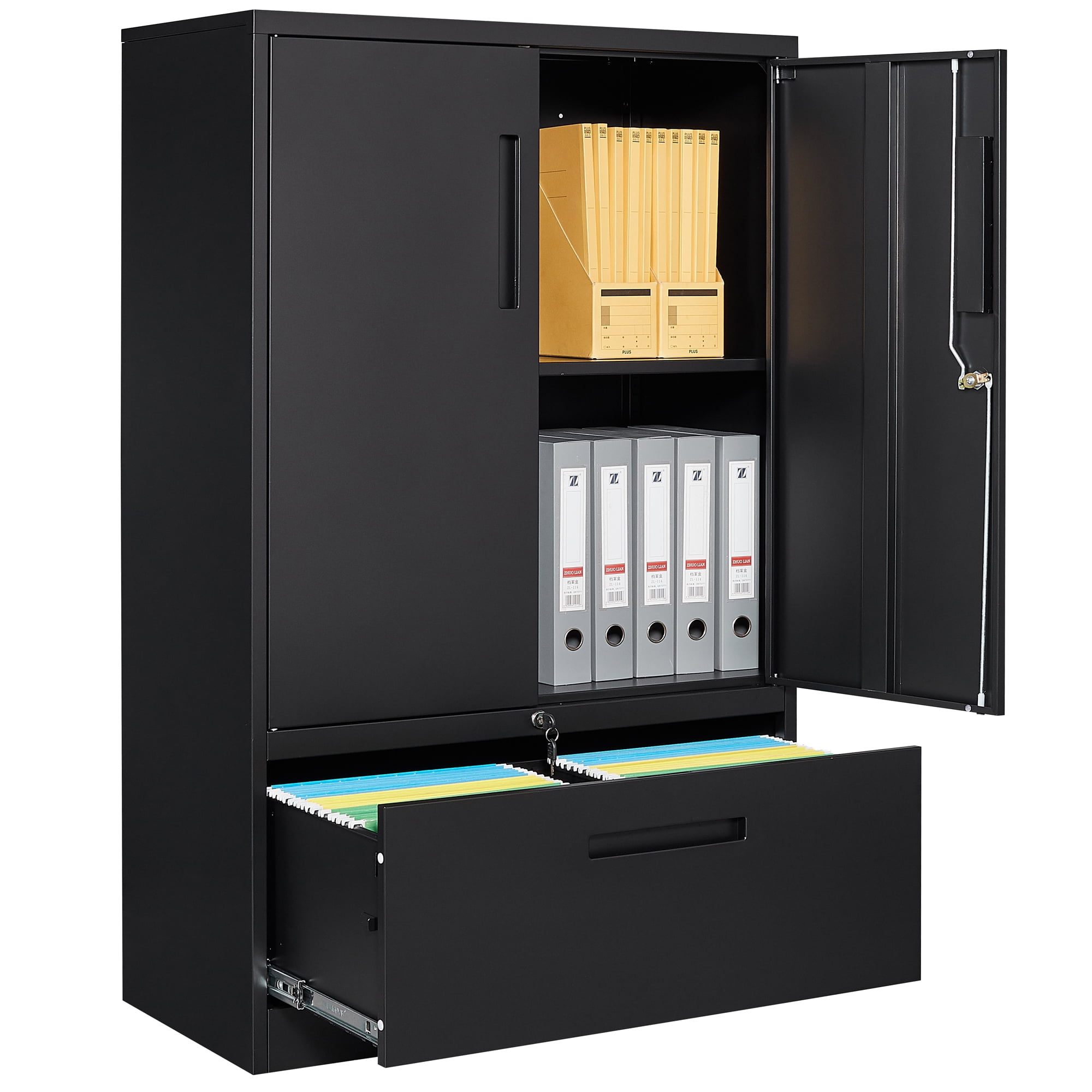 Fesbos File Storage with Drawer,Vertical Lockable Door
