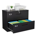 thumbnail image 1 of Fesbos Lateral File Cabinets with Lock,2 Drawer 36" Wide Metal Filing Cabinets, Hanging Letter/Legal/F4/A4 Size, Assembly Required - Black, 1 of 10