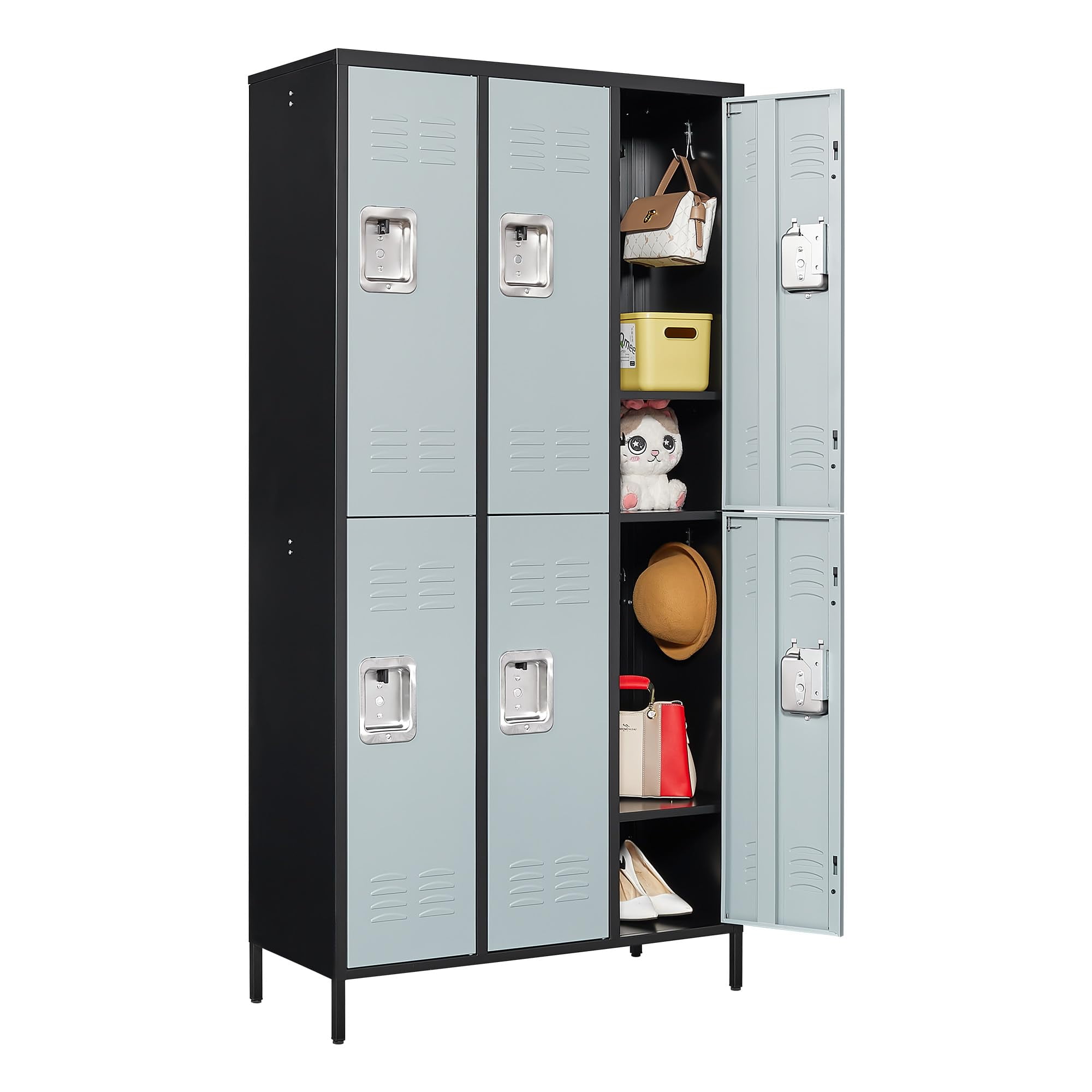 Fesbos 6 Doors Metal Locker, Steel Storage for Staff, Gym