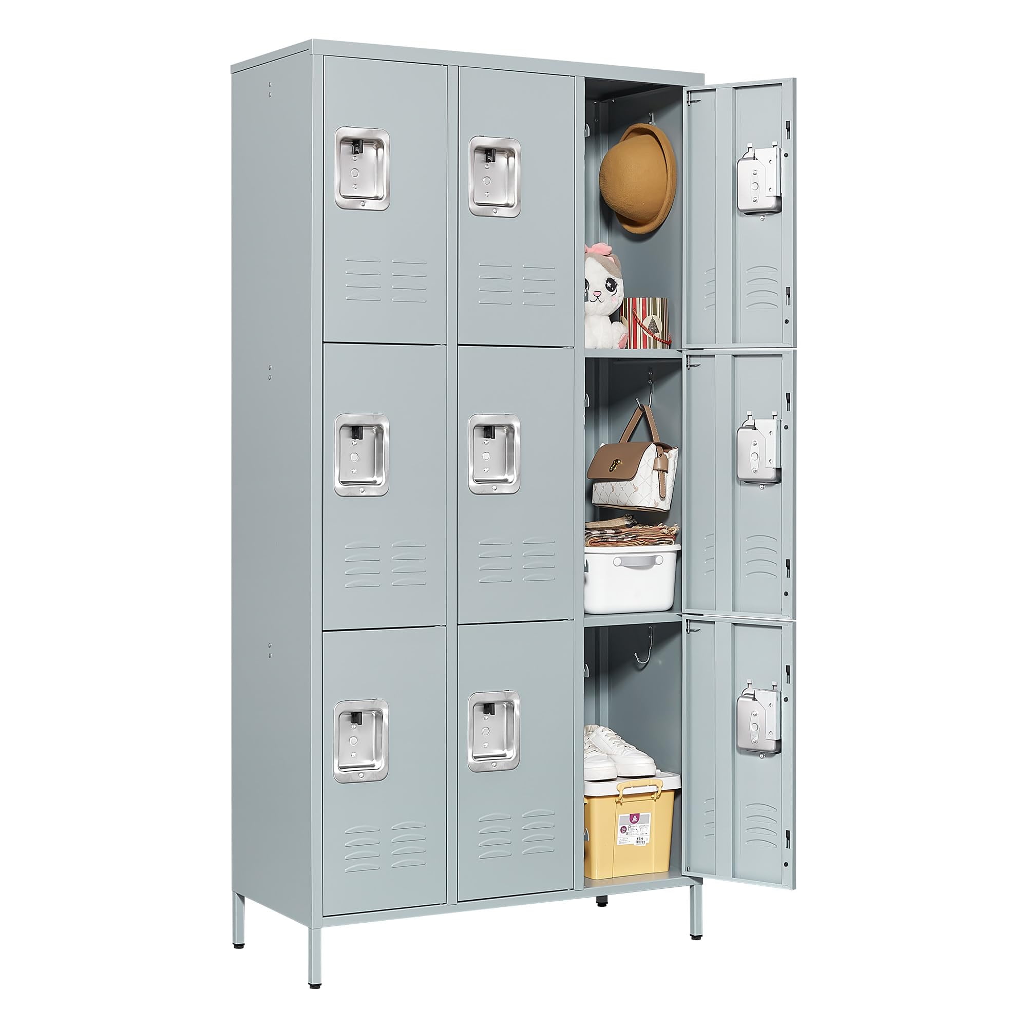 Fesbos 9Door Metal Locker, Large Steel Storage for School, Gym