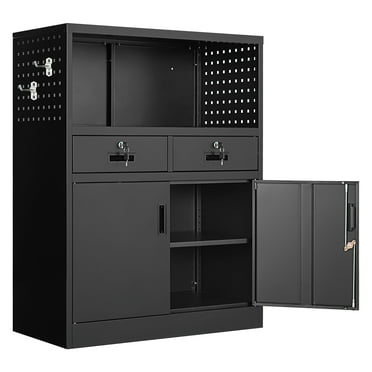 Fesbos Locking Cabinet with 2 Drawers, Metal Storage Cabinet with Locking Doors and Shelves - 41.3" Steel Lockable Storage Cabinet, Metal Cabinet for Home Office, Garage