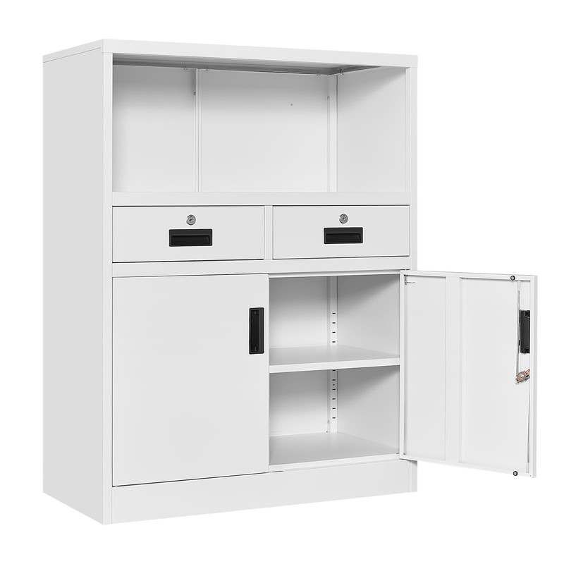 Fesbos Locking with 2 Drawers, Metal Storage with Locking Doors and Shelves 41