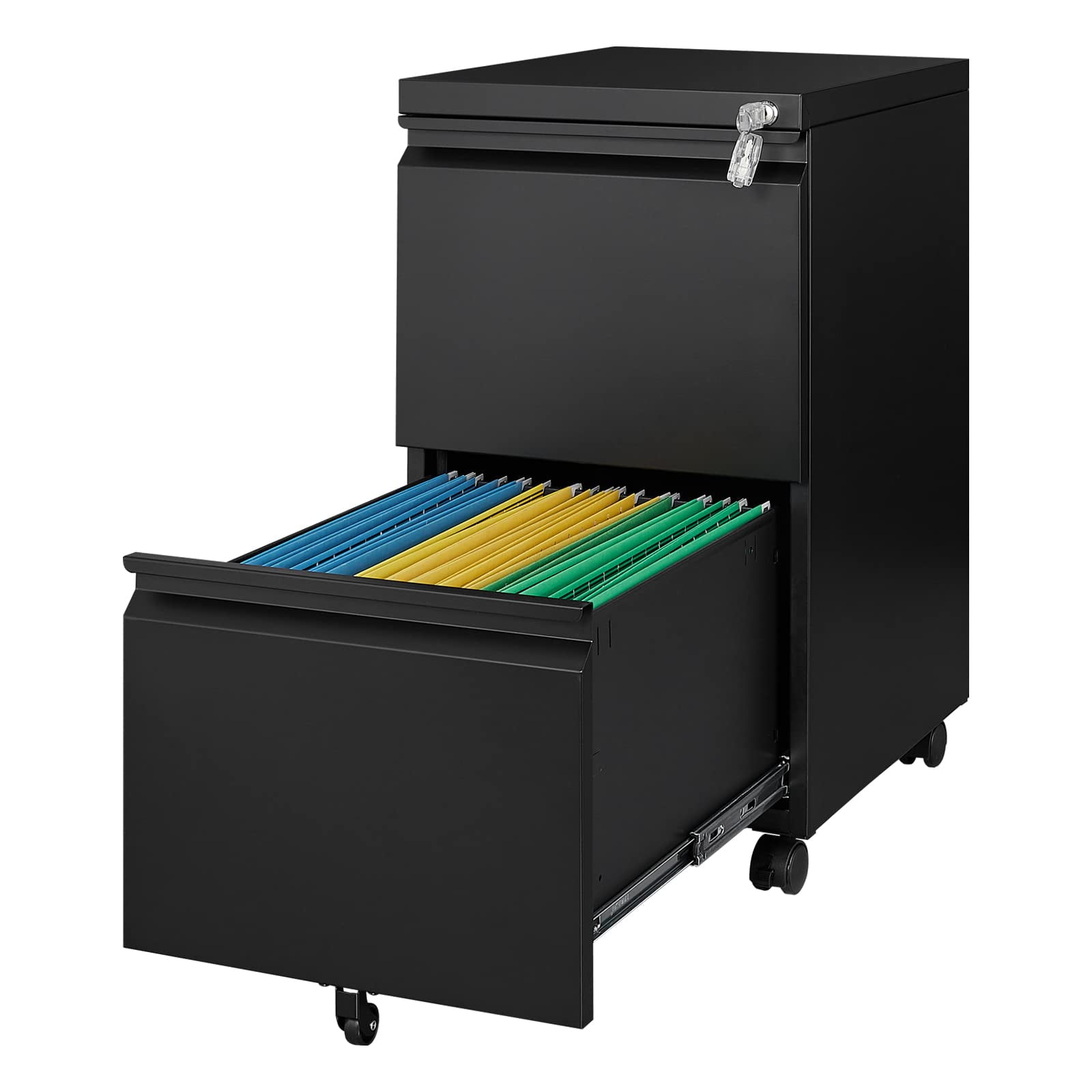 Fesbos Metal File Cabinets with 2 Drawer Under Desk Locking File Cabinet for Legal Letter Files Office Storage Cabinet with Wheels Assembly Required